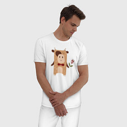 Пижама хлопковая мужская Год быка 2021, цвет: белый — фото 2