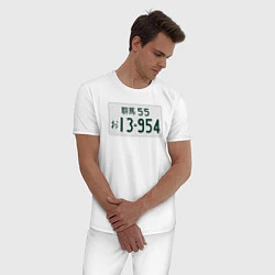 Пижама хлопковая мужская Initial D Номер, цвет: белый — фото 2