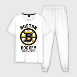 Пижама хлопковая мужская BOSTON BRUINS NHL, цвет: белый