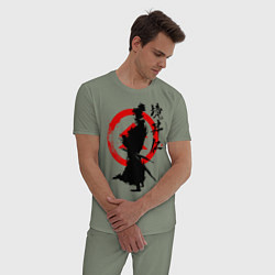 Пижама хлопковая мужская Ghost of Tsushima, цвет: авокадо — фото 2