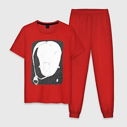 Пижама хлопковая мужская Уныние, цвет: красный