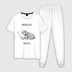 Пижама хлопковая мужская Monday Mood, цвет: белый