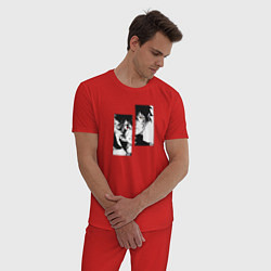 Пижама хлопковая мужская Черный клевер, цвет: красный — фото 2