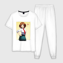 Пижама хлопковая мужская Ochako Uraraka, цвет: белый