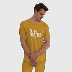 Пижама хлопковая мужская The Beatles цвета горчичный — фото 2