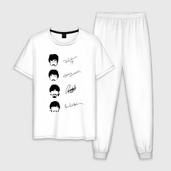 Пижама хлопковая мужская The Beatles автографы, цвет: белый