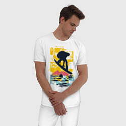 Пижама хлопковая мужская Snowboarding, цвет: белый — фото 2