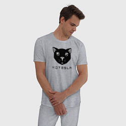 Пижама хлопковая мужская КоТесла - пародия на лого, цвет: меланж — фото 2