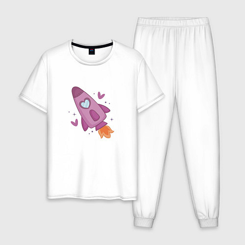 Мужская пижама Ракета / Белый – фото 1