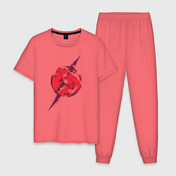 Пижама хлопковая мужская Флэш, цвет: коралловый