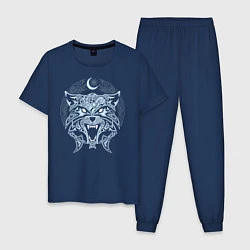 Пижама хлопковая мужская Волк Фенрир, цвет: тёмно-синий