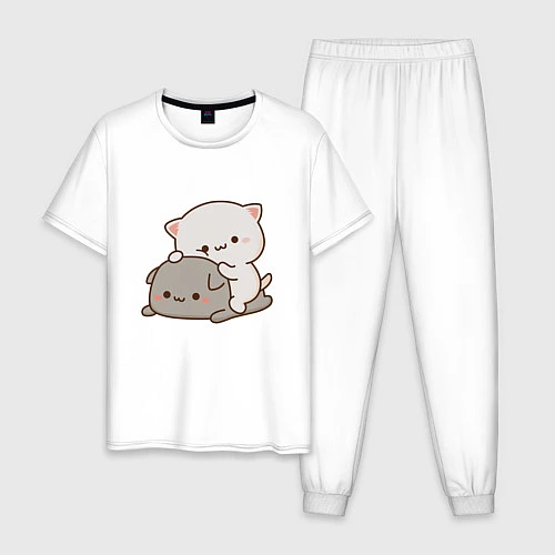 Мужская пижама Милые котики / Белый – фото 1