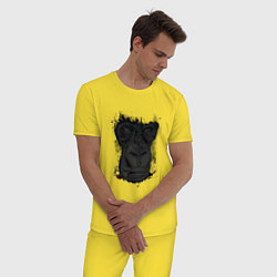 Пижама хлопковая мужская Monkey Face, цвет: желтый — фото 2