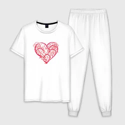 Пижама хлопковая мужская Ветвистое Сердце, цвет: белый