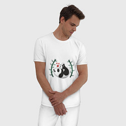 Пижама хлопковая мужская Мама панда с малышом, цвет: белый — фото 2
