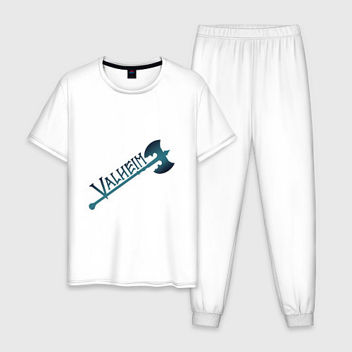 Мужская пижама Valheim тёмное лого с секирой / Белый – фото 1