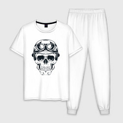 Пижама хлопковая мужская Skull pilot, цвет: белый