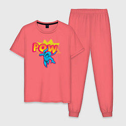 Пижама хлопковая мужская POW, цвет: коралловый
