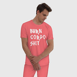 Пижама хлопковая мужская BURN CORPO SHIT, цвет: коралловый — фото 2