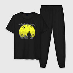 Пижама хлопковая мужская Cyberpunk 2077 CITY, цвет: черный