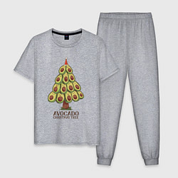 Пижама хлопковая мужская Avocado Christmas Tree, цвет: меланж