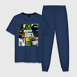 Пижама хлопковая мужская Grand Theft Pepe, цвет: тёмно-синий
