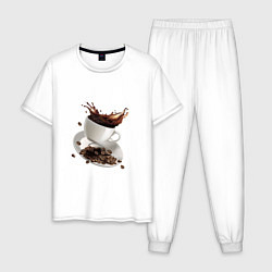 Пижама хлопковая мужская Кофеек, цвет: белый