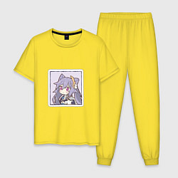 Пижама хлопковая мужская Кэ Цин, цвет: желтый