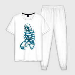 Пижама хлопковая мужская Курт Кобейн Арт 03, цвет: белый