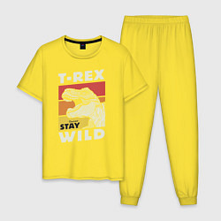 Пижама хлопковая мужская T-rex wild, цвет: желтый