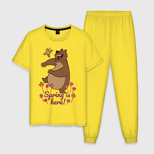 Мужская пижама Весенний медведь / Желтый – фото 1