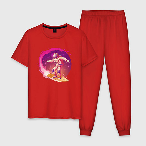 Мужская пижама Космический серфинг / Красный – фото 1