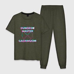 Пижама хлопковая мужская Гачи Dungeon Master Glitch, цвет: меланж-хаки