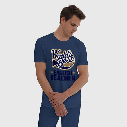 Мужская пижама Worlds best English Teacher / Тёмно-синий – фото 3