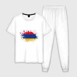 Пижама хлопковая мужская Флаг Армении, цвет: белый