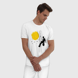 Пижама хлопковая мужская Рабочий включает солнце, цвет: белый — фото 2