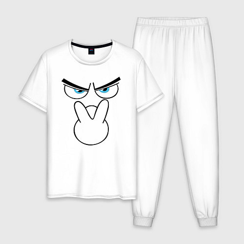 Мужская пижама Сердитый смайл / Белый – фото 1