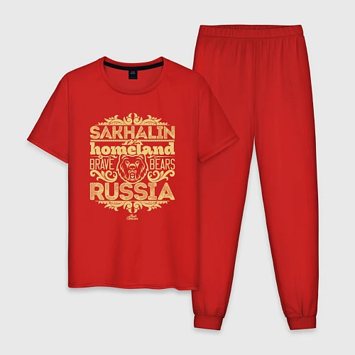 Мужская пижама Сахалин - родина медведей / Красный – фото 1