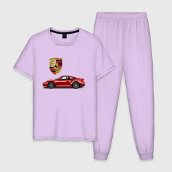 Пижама хлопковая мужская PORSCHE цвета лаванда — фото 1