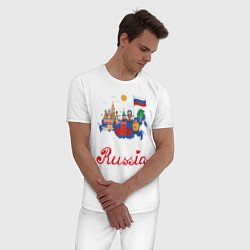 Пижама хлопковая мужская Патриот России, цвет: белый — фото 2