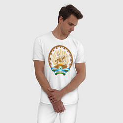 Пижама хлопковая мужская Башкортостан, цвет: белый — фото 2