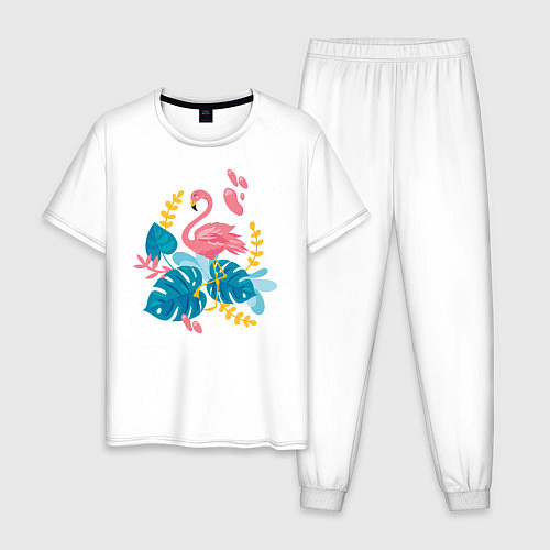 Мужская пижама Фламинго / Белый – фото 1
