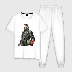 Пижама хлопковая мужская Солид Снейк, цвет: белый