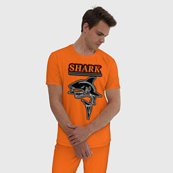 Пижама хлопковая мужская Shark, цвет: оранжевый — фото 2
