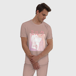 Пижама хлопковая мужская Vaporwave Strawberry Milk, цвет: пыльно-розовый — фото 2