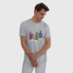 Пижама хлопковая мужская Фотокадры радость, цвет: меланж — фото 2