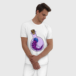 Пижама хлопковая мужская Лабораторная медуза, цвет: белый — фото 2