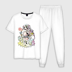 Пижама хлопковая мужская Аниме - девочка, цвет: белый