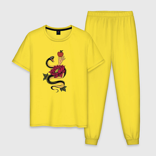 Мужская пижама Адамово яблоко и змея / Желтый – фото 1