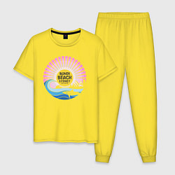 Пижама хлопковая мужская Bondi Beach Sydney, цвет: желтый